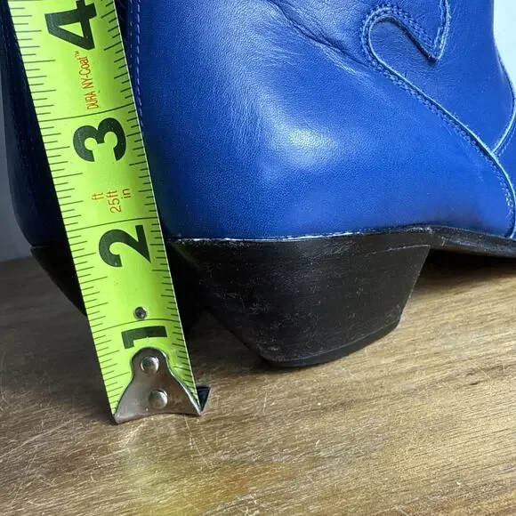 Sesto Meucci Blue Italian Leather Boots Women's 6 Western Style Cowgirl Cowboy - Picture 4 of 12